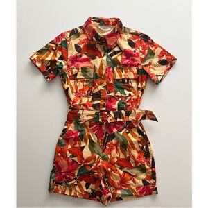 Guess romper, red tropical print, xs